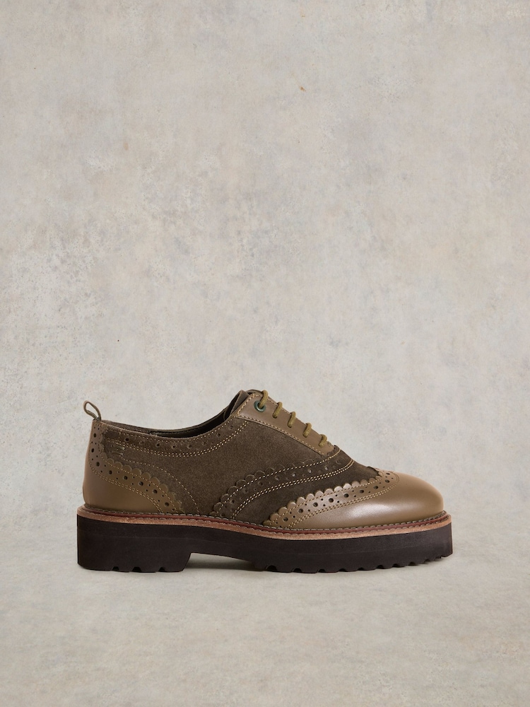White Stuff Green Chunky Lace Up Brogues - Image 1 of 4 White Stuff Green Chunky Lace Up Brogues - Image 1 of 4