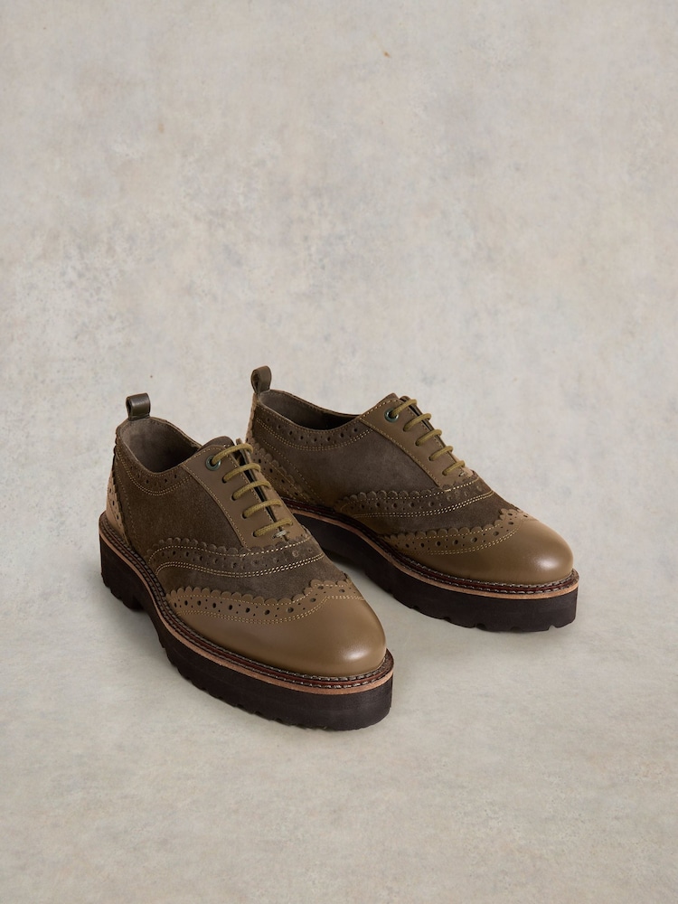 White Stuff Green Chunky Lace Up Brogues - Image 2 of 4 White Stuff Green Chunky Lace Up Brogues - Image 2 of 4
