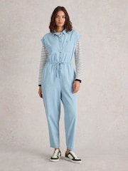White Stuff Blue Piper Broderie Jumpsuit - Image 1 of 6