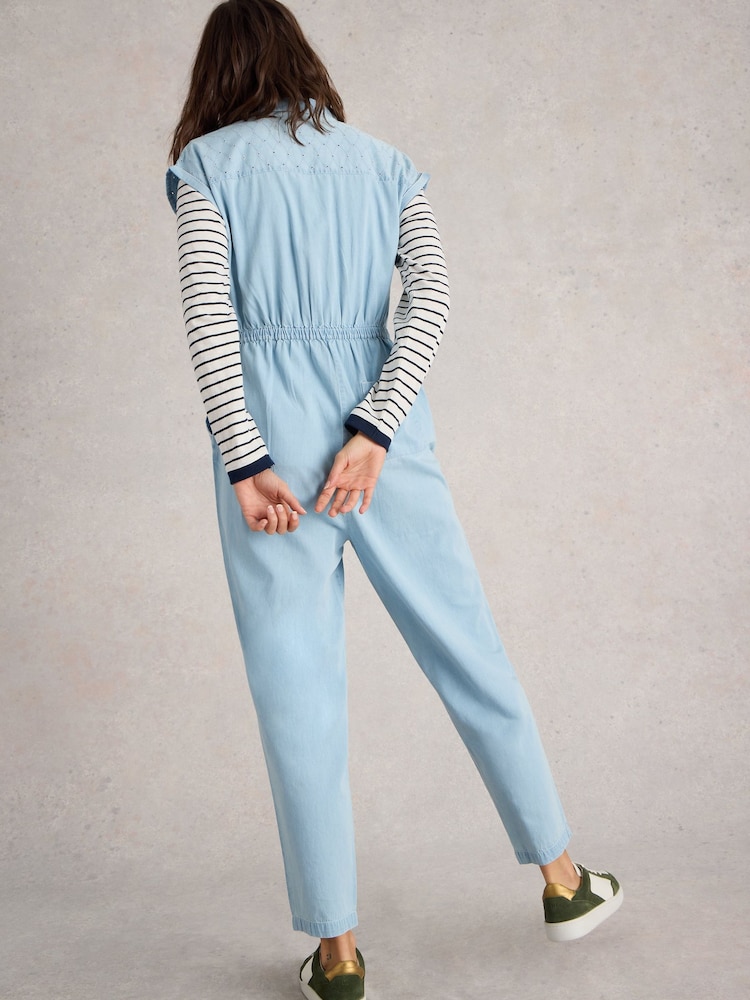 White Stuff Blue Piper Broderie Jumpsuit - Image 2 of 6