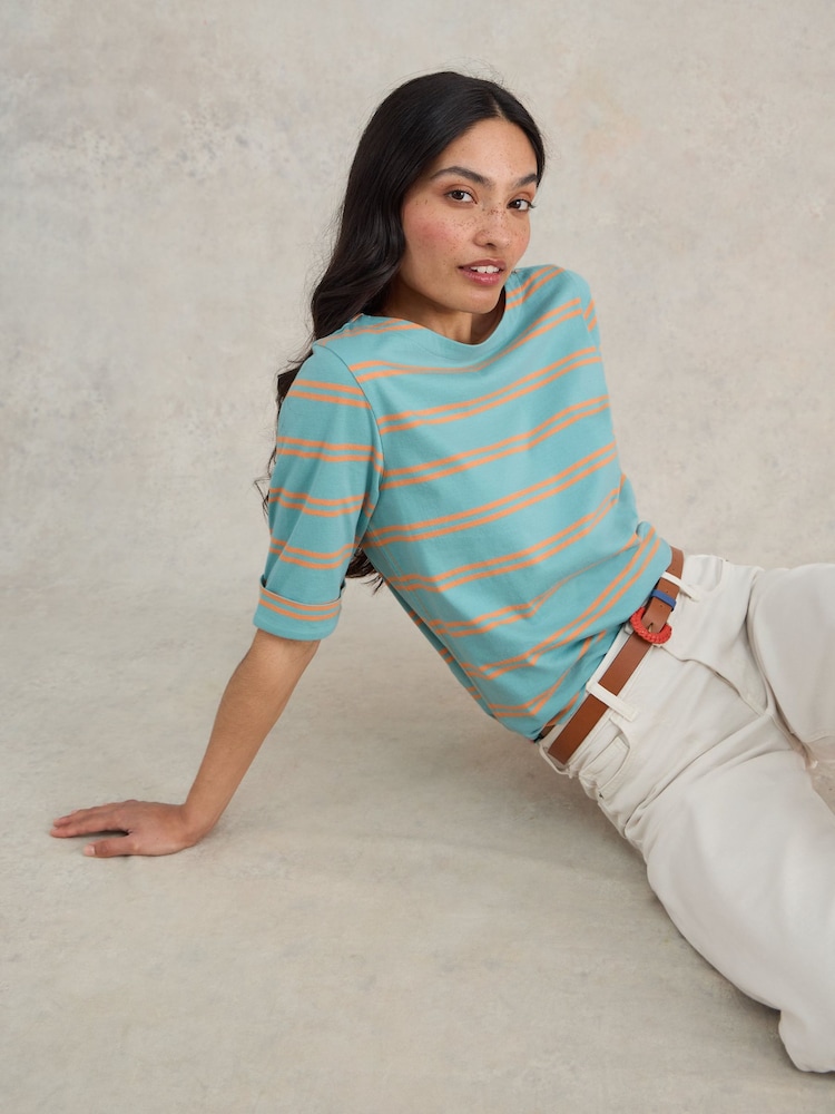 White Stuff Blue Sydney Boat Neck Top - Image 1 of 6
