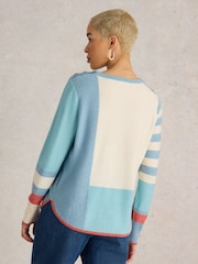 White Stuff Blue Emma Colourblock Jumper - Image 2 of 6