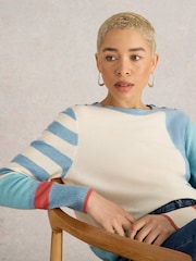 White Stuff Blue Emma Colourblock Jumper - Image 3 of 6