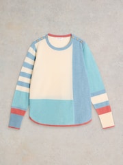 White Stuff Blue Emma Colourblock Jumper - Image 5 of 6