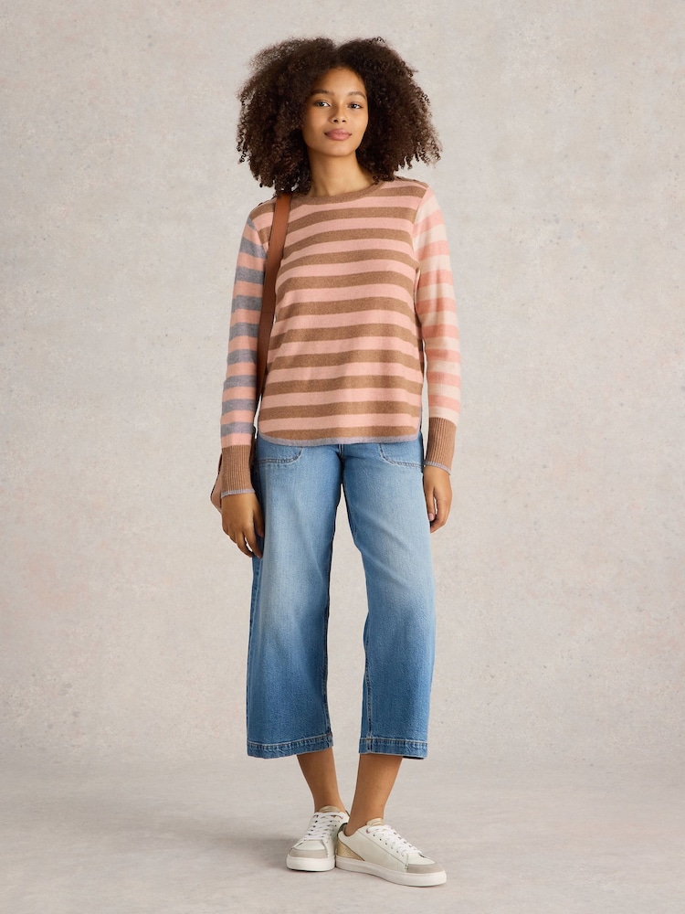 White Stuff Pink Emma Stripe Jumper - Image 1 of 6