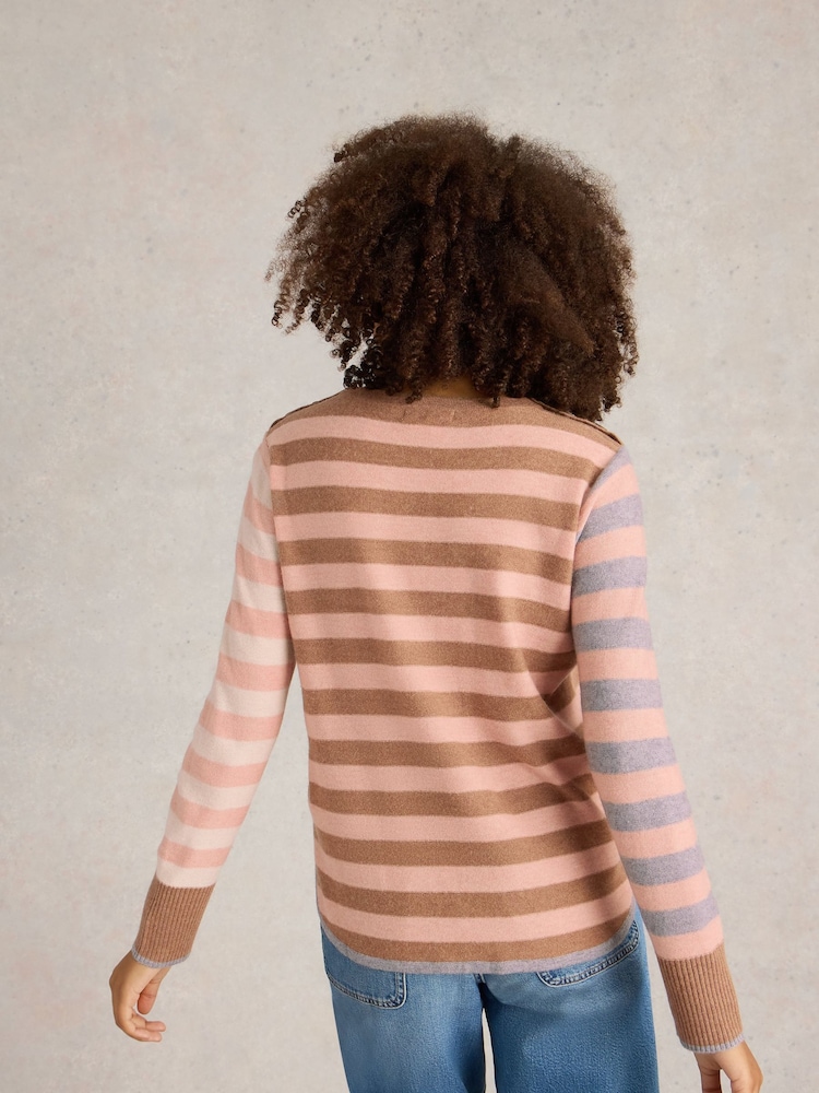White Stuff Pink Emma Stripe Jumper - Image 2 of 6