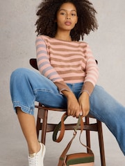 White Stuff Pink Emma Stripe Jumper - Image 3 of 6