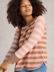 White Stuff Pink Emma Stripe Jumper - Image 4 of 6
