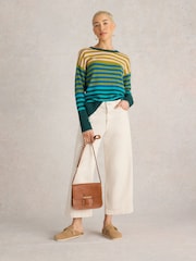White Stuff Green Olive Stripe Jumper - Image 1 of 6