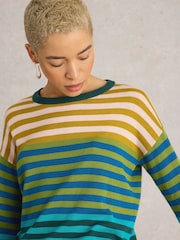 White Stuff Green Olive Stripe Jumper - Image 4 of 6