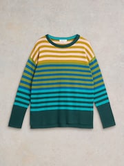 White Stuff Green Olive Stripe Jumper - Image 5 of 6