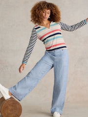 White Stuff Natural 100% Cotton Nelly Stripe Long Sleeve T-Shirt - Image 3 of 6