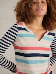 White Stuff Natural 100% Cotton Nelly Stripe Long Sleeve T-Shirt - Image 4 of 6