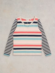 White Stuff Natural 100% Cotton Nelly Stripe Long Sleeve T-Shirt - Image 5 of 6