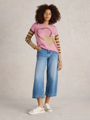 White Stuff Pink Olive Heart Jumper - Image 1 of 6