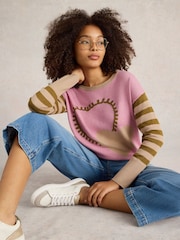 White Stuff Pink Olive Heart Jumper - Image 3 of 6