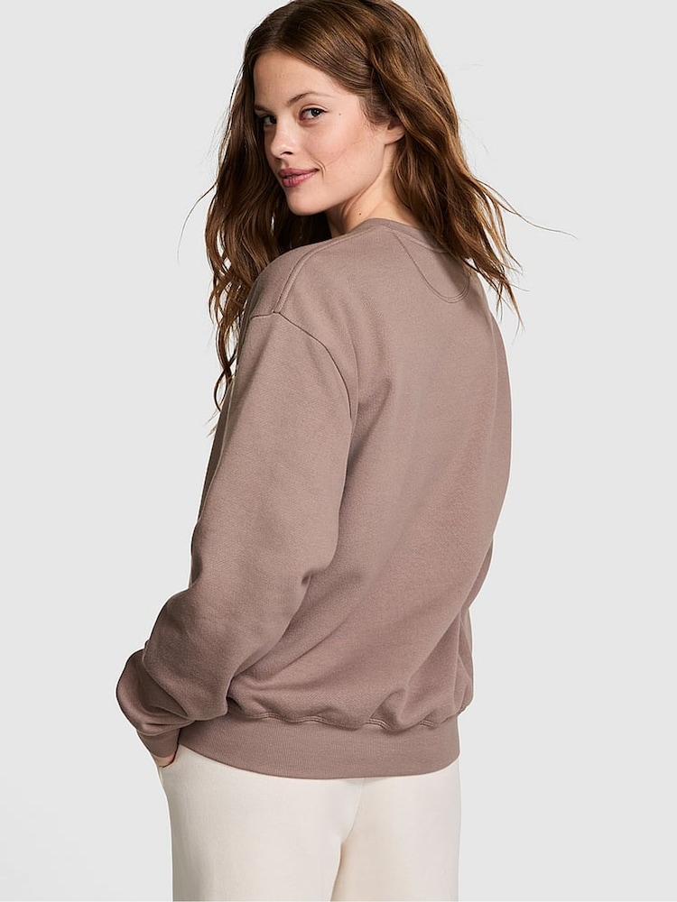 Victoria's Secret PINK Iced Coffee Brown Fleece Sweatshirt - Image 2 of 3 Victoria's Secret PINK Iced Coffee Brown Fleece Sweatshirt - Image 2 of 3