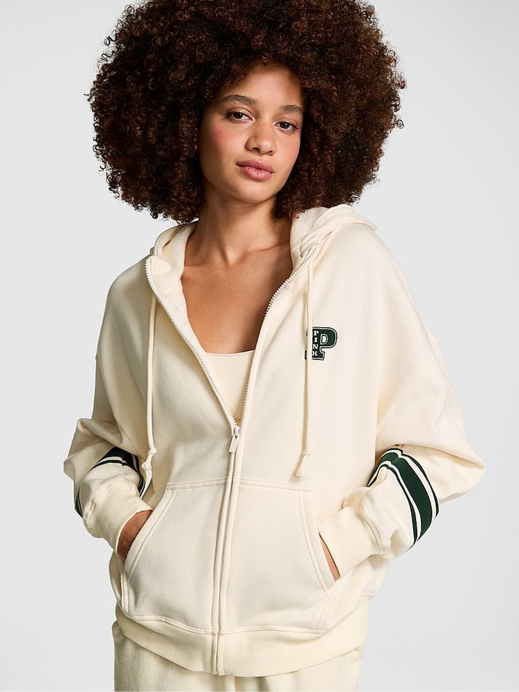 Victoria's Secret PINK White Shell Zip Up Hoodie - Image 1 of 3