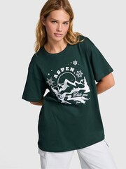 Victoria's Secret PINK Deep Forest Green Oversized T-Shirt - Image 1 of 1