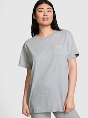 Victoria's Secret PINK Grey Heather Shine Oversized Cotton T-Shirt - Image 1 of 3