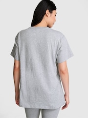 Victoria's Secret PINK Grey Heather Shine Oversized Cotton T-Shirt - Image 2 of 3