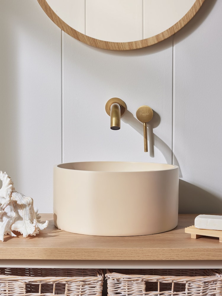 Cream Round Resin Bathroom Basin - Image 2 of 9