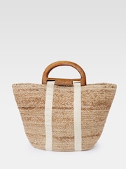French Connection White Raffia Basket Bag - Image 1 of 3