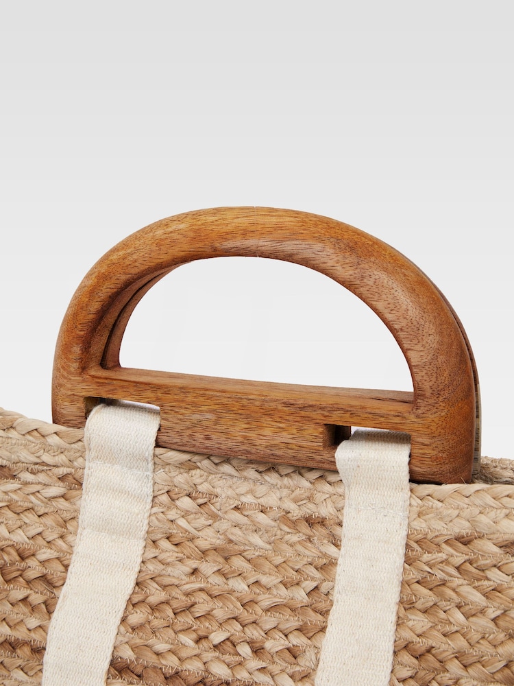 French Connection White Raffia Basket Bag - Image 2 of 3