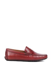 Jones Bootmaker Red Paterson Leather Moccasin Loafers - Image 1 of 5