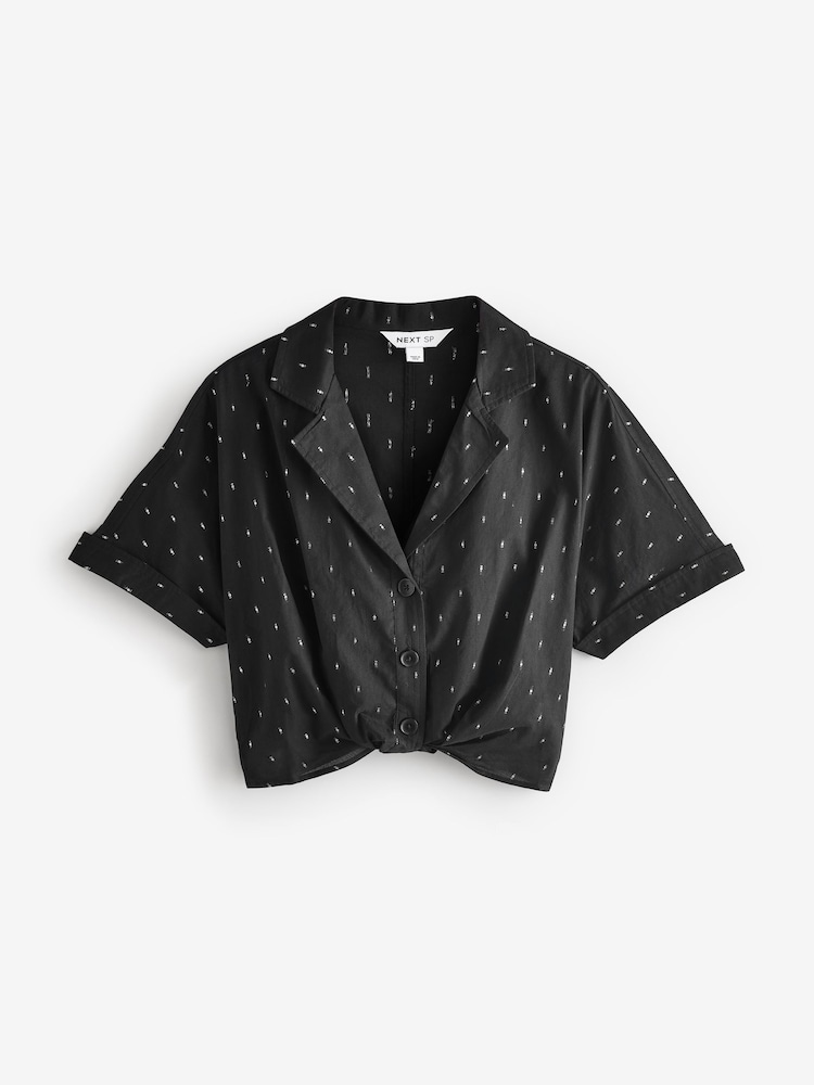 Black Cropped Metallic Blouse - Image 1 of 1