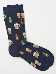 FatFace Navy Beer Socks - Image 1 of 2