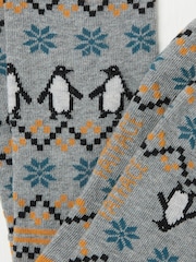 FatFace Grey Mens Penguin Fairisle Pattern Socks 1 Pack - Image 2 of 2
