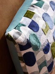 Cobalt Blue Cut Velvet Retro Cushion - Image 2 of 6