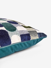 Cobalt Blue Cut Velvet Retro Cushion - Image 6 of 6