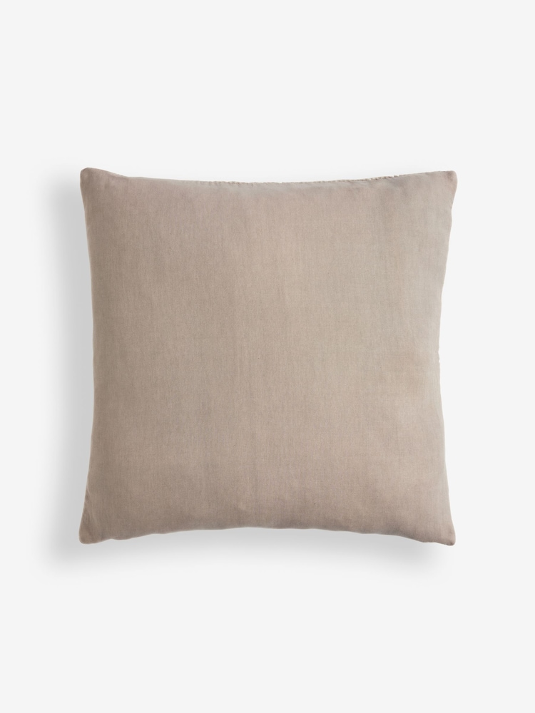 Natural Windowpane Check 100% Cotton Rectangular 50 x 50cm Cushion - Image 3 of 5