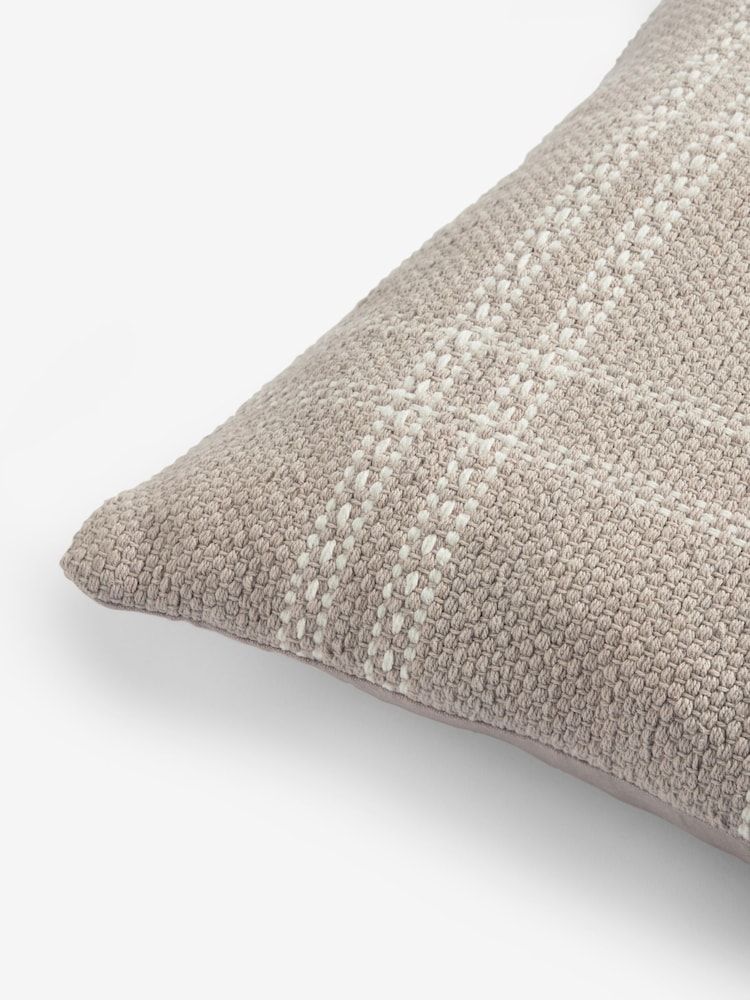Natural Windowpane Check 100% Cotton Rectangular 50 x 50cm Cushion - Image 4 of 5