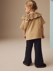 Black Ribbed Textured Flare Leggings (3mths-7yrs) - Image 3 of 7