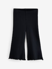 Black Ribbed Textured Flare Leggings (3mths-7yrs) - Image 4 of 7