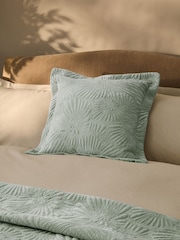 Sage Green 100% Cotton Embossed Daisy Cushion - Image 1 of 5
