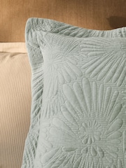 Sage Green 100% Cotton Embossed Daisy Cushion - Image 2 of 5