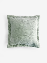 Sage Green 100% Cotton Embossed Daisy Cushion - Image 3 of 5