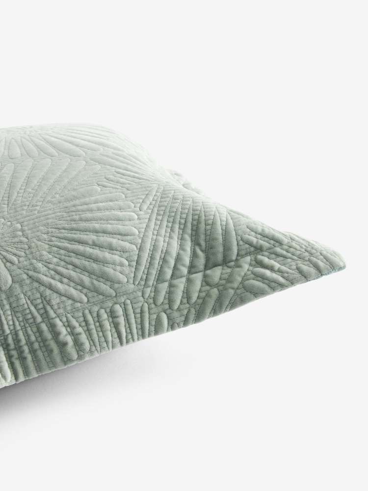 Sage Green 100% Cotton Embossed Daisy Cushion - Image 5 of 5