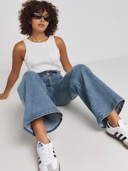 Simply Be Blue Magisculpt Mid Light Wash Denim Wide Leg Jeans - Image 2 of 4