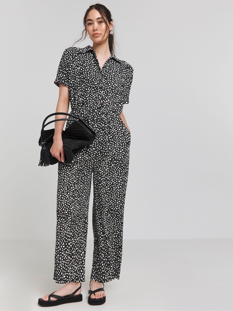 Simply Be Black Waffle Jumpsuit - Image 1 of 4
