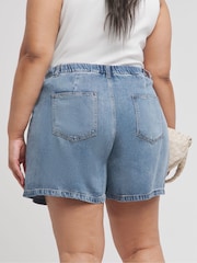 Simply Be Blue Pleat 100% Tencel TM Lyocell Flippy Shorts - Image 3 of 4