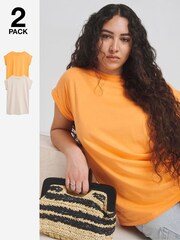 Simply Be Orange Boyfriend 100% Cotton T-Shirts 2 Pack - Image 1 of 7