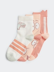 adidas Orange/White Little Kids Adiraptor Crew Socks 3 Pack - Image 1 of 4