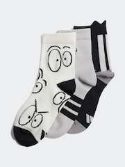 adidas Black/White Little Kids Adiraptor Crew Socks 3 Pack - Image 1 of 4