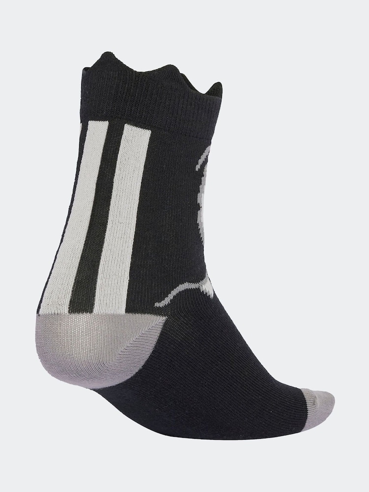 adidas Black/White Little Kids Adiraptor Crew Socks 3 Pack - Image 2 of 4