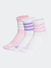 adidas White Ribbed 3 Pack Socks - Image 1 of 1